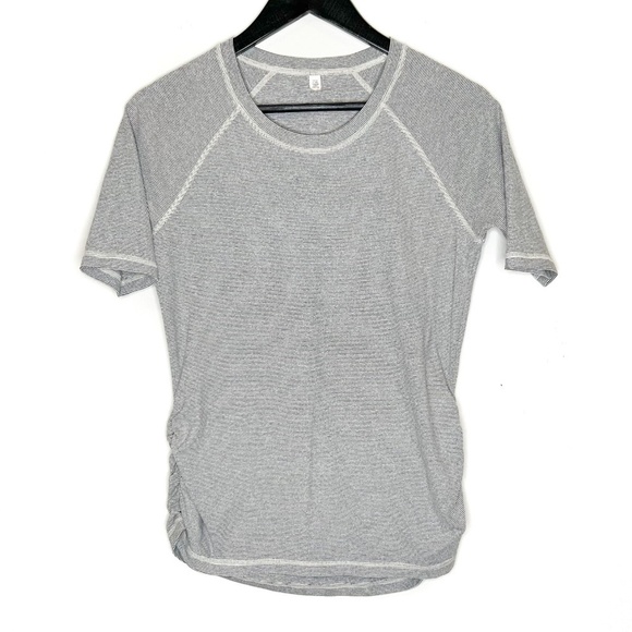 Lucy Tops - Lucy Activewear Top Short Sleeve Tee Shirt Striped Scrunchie